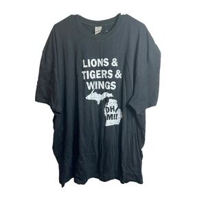 caribbean mens short sleeve shirt lions tigers wings Michigan size‎ 3XL XXXL